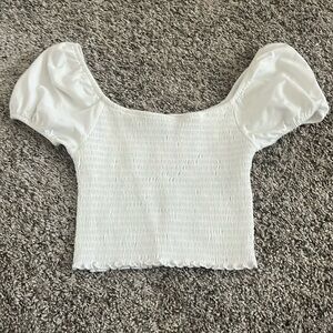 Hollister White Ruched crop top